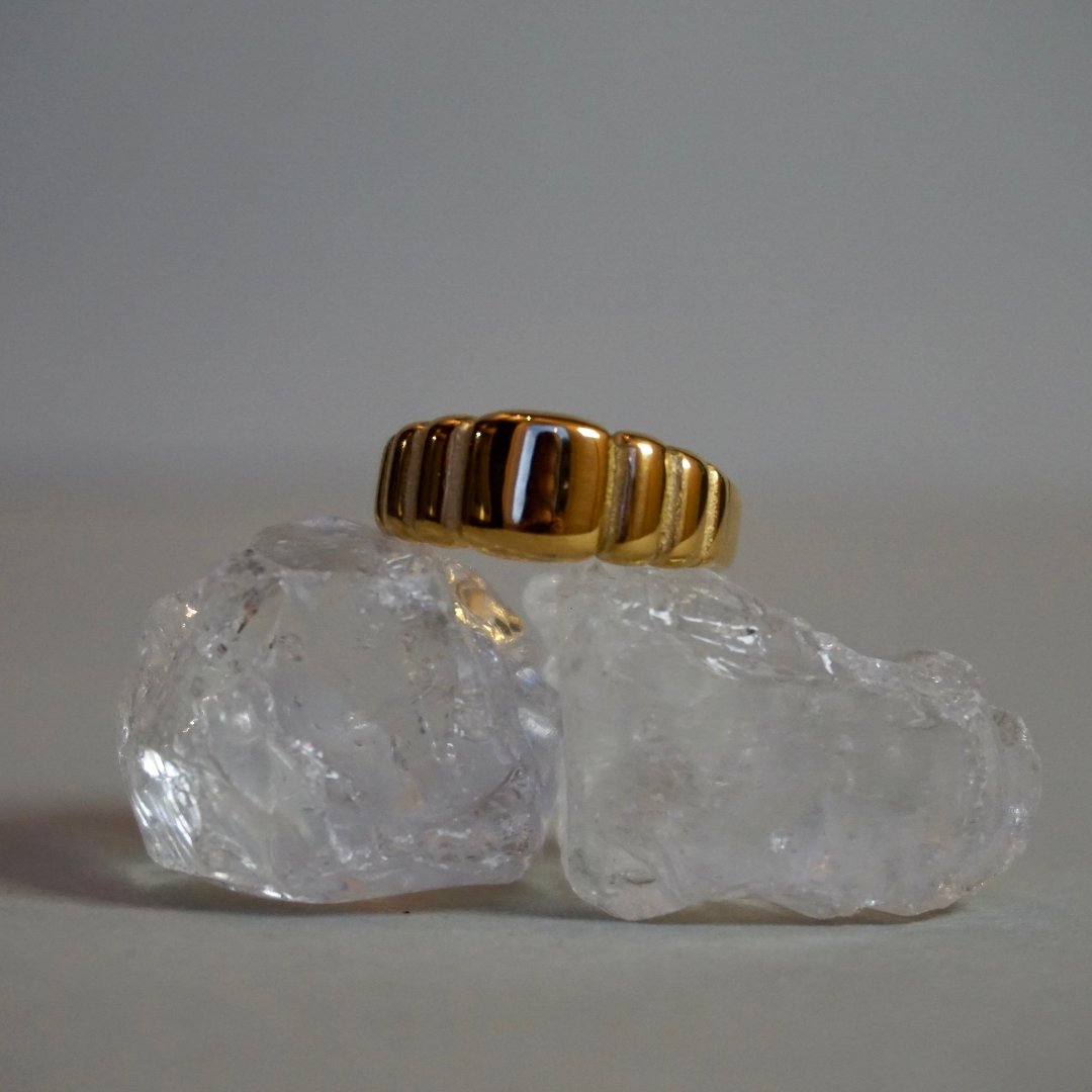 gold brick Gullbelagt rustfritt stål ring