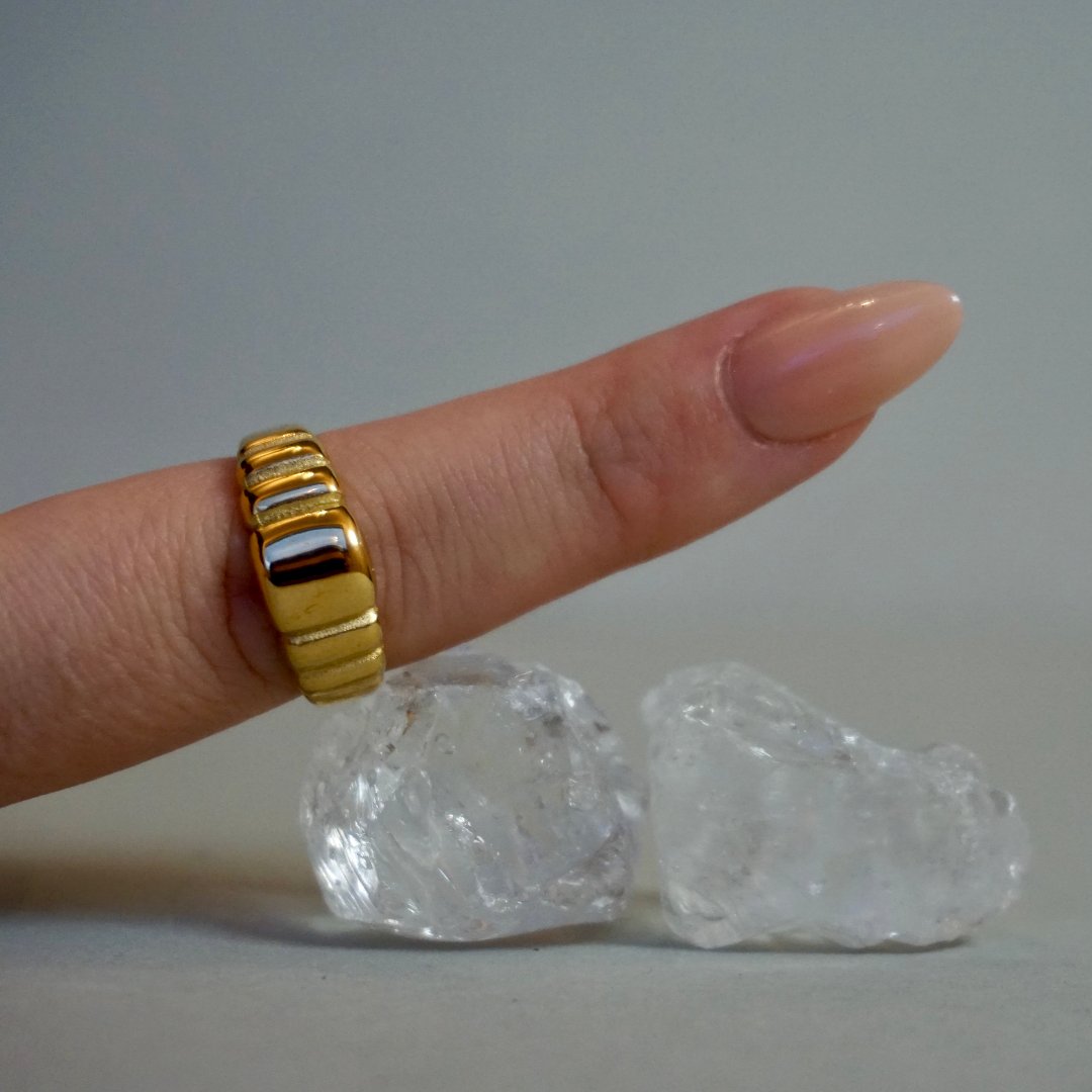 gold brick Gullbelagt rustfritt stål ring