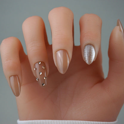 Diamond Glaze Almond Long - løsnegler med glitter og diamant